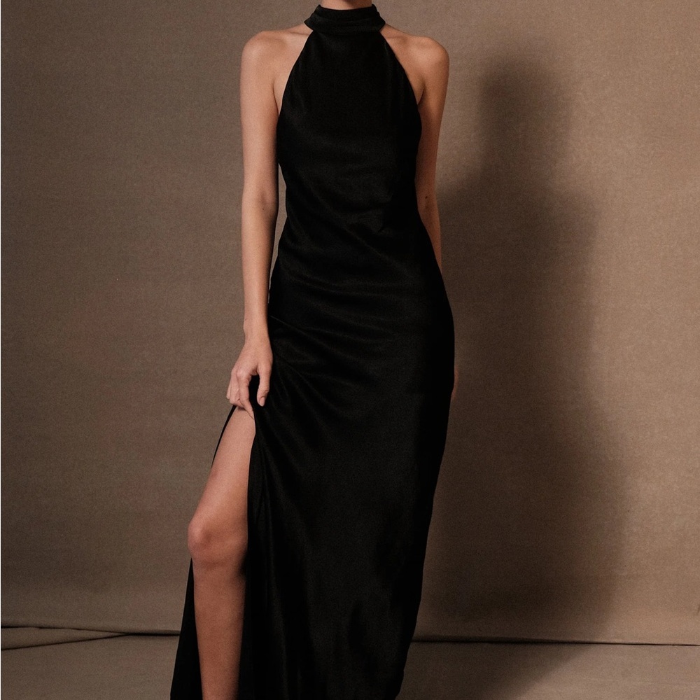 Meshki Claire Satin Black Dress